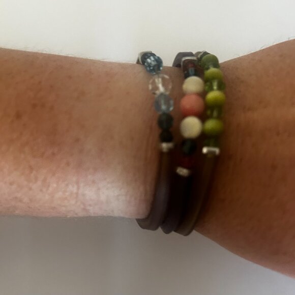 swarovski crystal beaded bracelet set of 3 - Picture 3 of 5